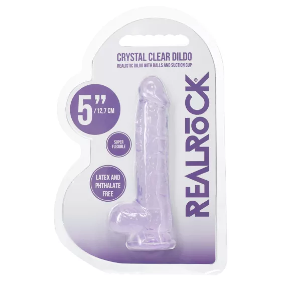 RealRock - realistický dildo s semenníkmi (fialový) - 12,7 cm