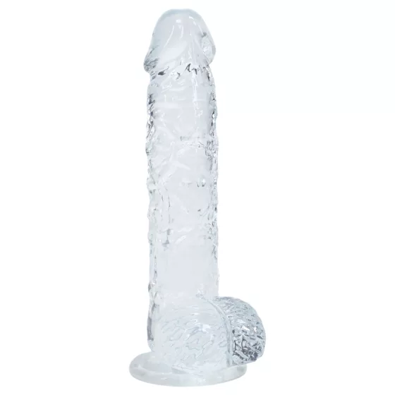 RealRock - realistický dildo s semenníkmi (priehľadný) - 12,7 cm