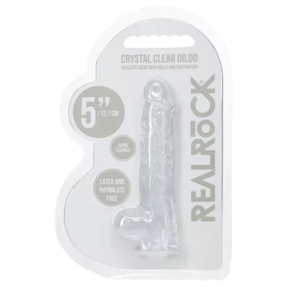 RealRock - realistický dildo s semenníkmi (priehľadný) - 12,7 cm