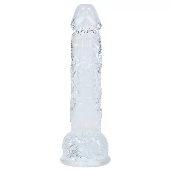 RealRock - realistický dildo s semenníkmi (priehľadný) - 12,7 cm