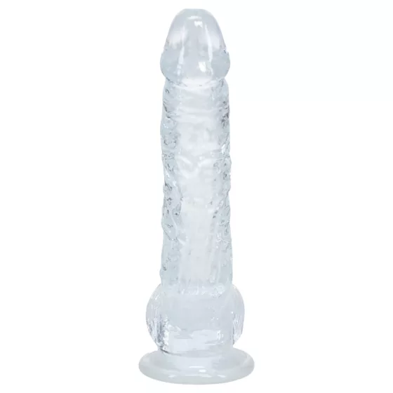 RealRock - realistický dildo s semenníkmi (priehľadný) - 12,7 cm