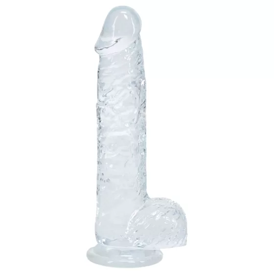 RealRock - realistický dildo s semenníkmi (priehľadný) - 12,7 cm