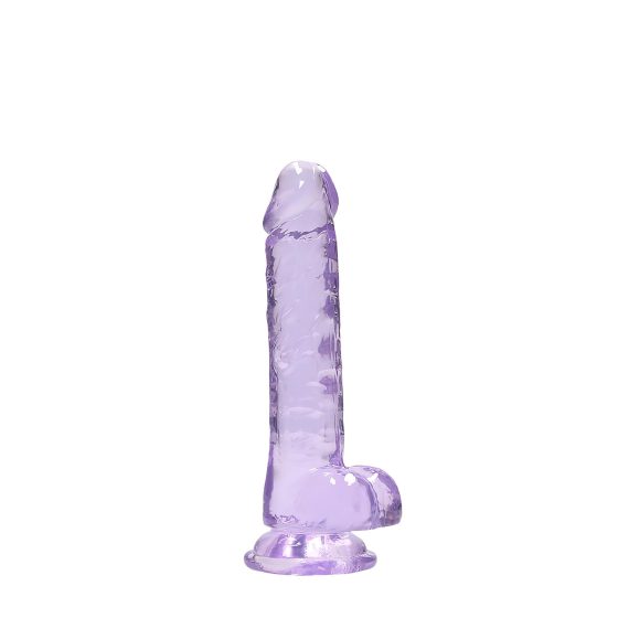 RealRock - realistický dildo - priehľadný - fialová - 17 cm