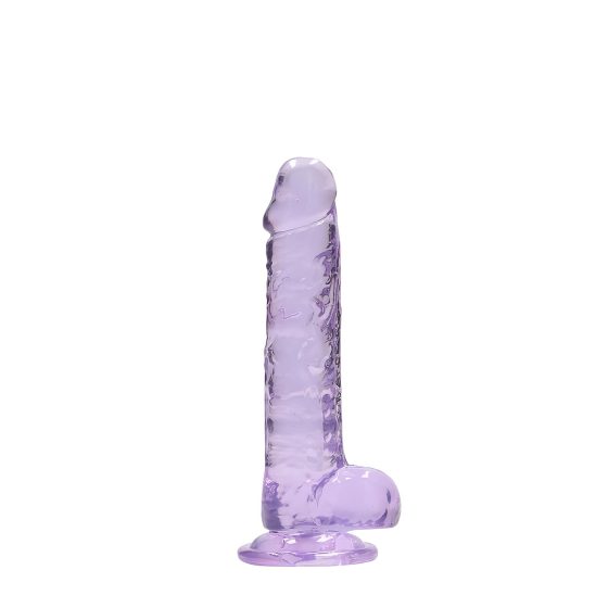 RealRock - realistický dildo - priehľadný - fialová - 17 cm
