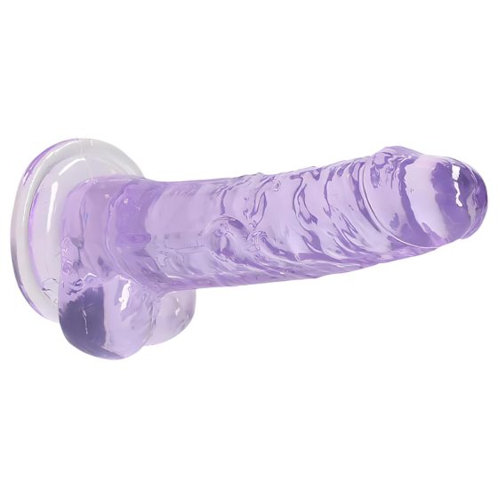 RealRock - realistický dildo - priehľadný - fialová - 17 cm