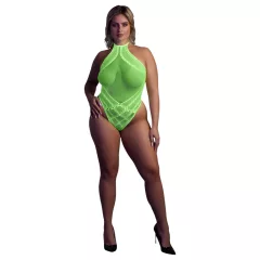   Ouch! - erotické body s popruhmi - fosforeskujúce - neon zelené