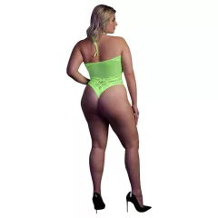   Ouch! - erotické body s popruhmi - fosforeskujúce - neon zelené