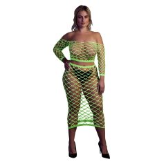   Ouch! - fluorescenčná sieťovaná sukňa a top (neónovo zelená)