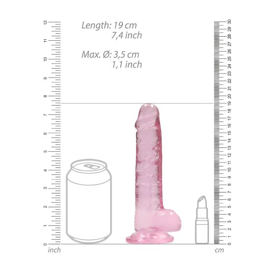 RealRock - realistický dildo - priehľadný ružový - 17 cm