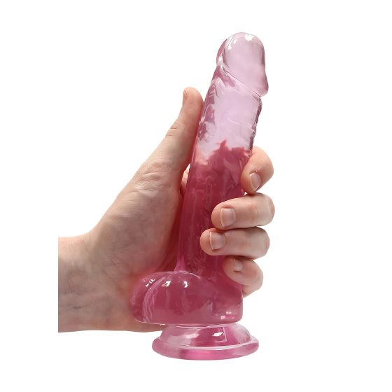 RealRock - realistický dildo - priehľadný ružový - 17 cm