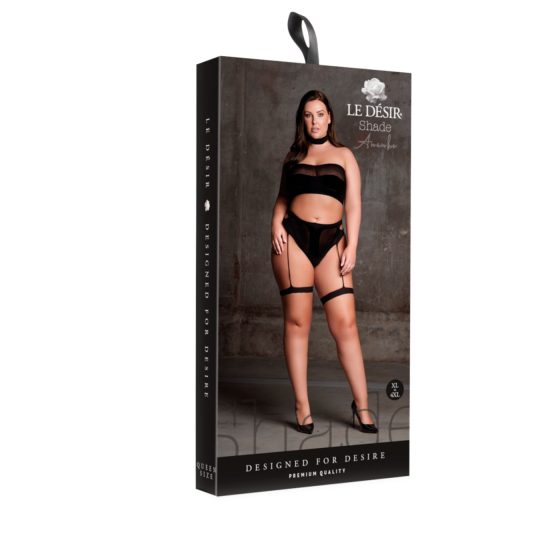 Le Désir Plus Size - 3 részes fehérnemű szett - fekete (XL-4XL)