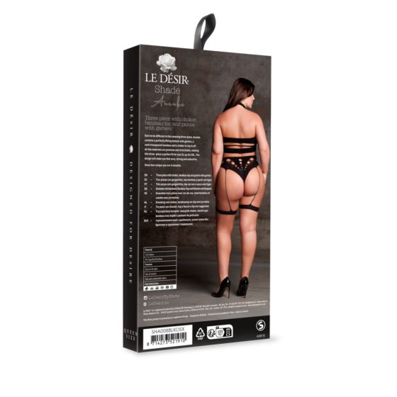 Le Désir Plus Size - 3 részes fehérnemű szett - fekete (XL-4XL)