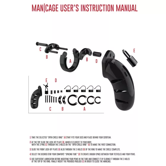 ManCage - Model 13 klietka na penis (čierna) - 6,5 cm