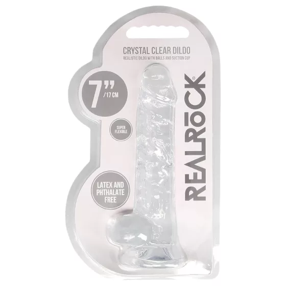 RealRock - realistický dildo - priehľadný - 17 cm