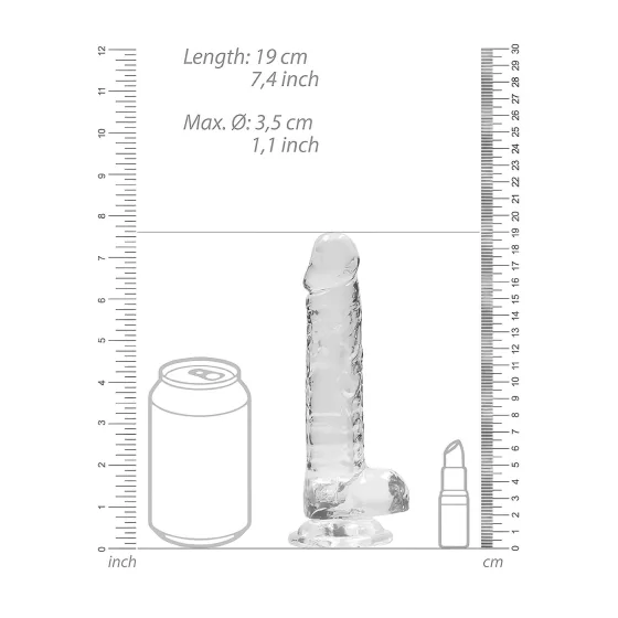 RealRock - realistický dildo - priehľadný - 17 cm