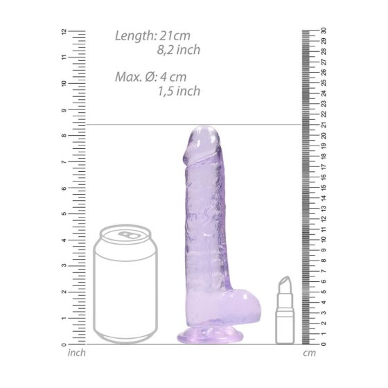 REALROCK - priesvitné realistické dildo - fialové (19cm)