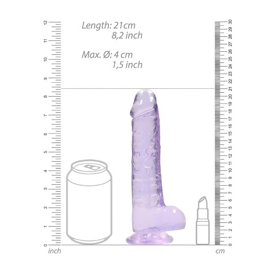 RealRock - realistický dildo - priehľadný fialový - 19 cm