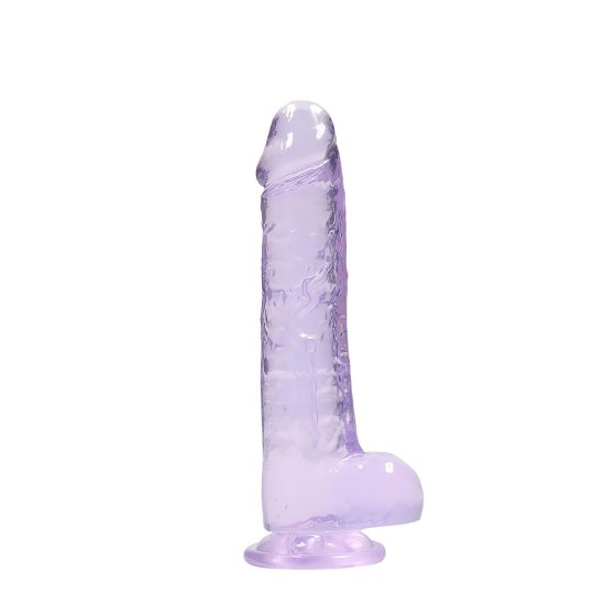 RealRock - realistický dildo - priehľadný fialový - 19 cm