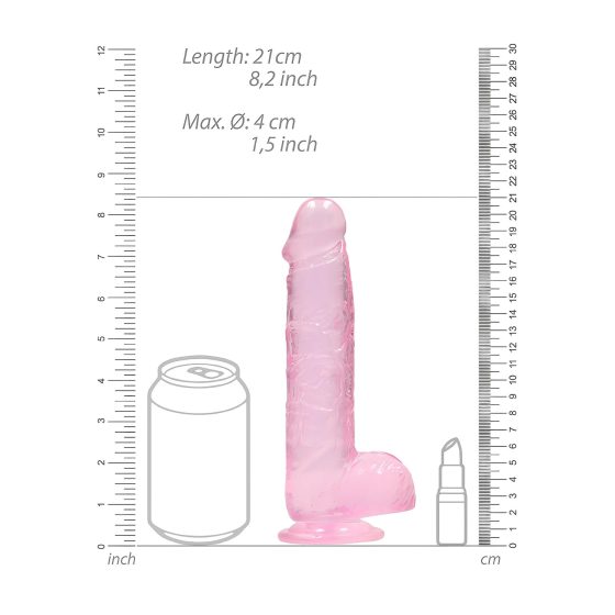 RealRock - realistický dildo - priehľadný ružový - 19 cm