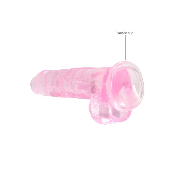 RealRock - realistický dildo - priehľadný ružový - 19 cm