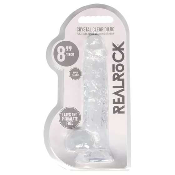 RealRock - realistický dildo - priehľadný - 19 cm