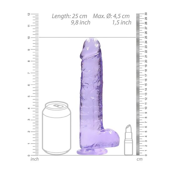 RealRock - realistický dildo - priesvitný fialový - 22 cm