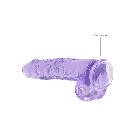 RealRock - realistický dildo - priesvitný fialový - 22 cm