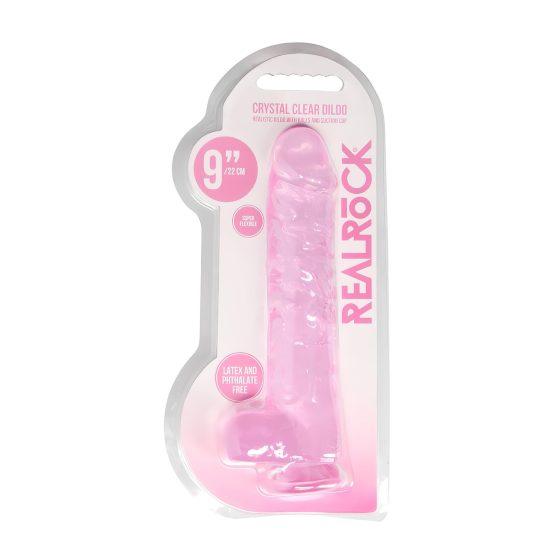 RealRock - realistický dildo - priehľadný ružový - 22 cm