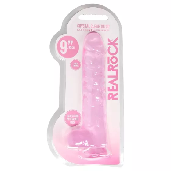 RealRock - realistický dildo - priehľadný ružový - 22 cm