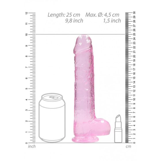 REALROCK - priesvitné realistické dildo - ružové (22cm)