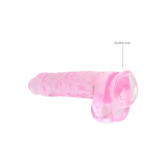RealRock - realistický dildo - priehľadný ružový - 22 cm