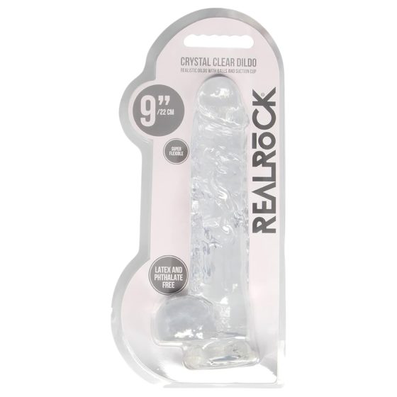 REALROCK - priehľadný realistický dildo - priehľadný (22 cm)