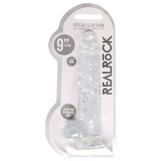 RealRock - realistický dildó - priehľadný - 22 cm