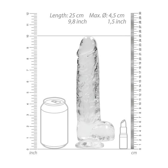 REALROCK - priehľadný realistický dildo - priehľadný (22 cm)