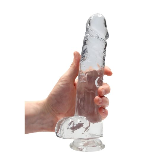 REALROCK - priehľadný realistický dildo - priehľadný (22 cm)