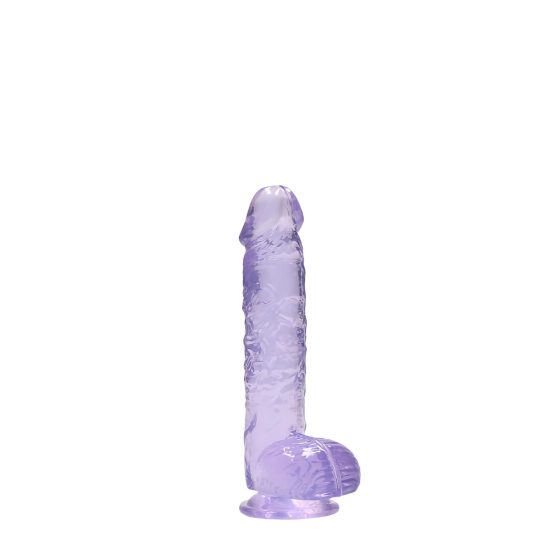 RealRock - realistický dildo - priesvitný fialový - 15 cm