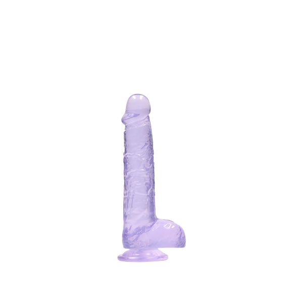 RealRock - realistický dildo - priesvitný fialový - 15 cm