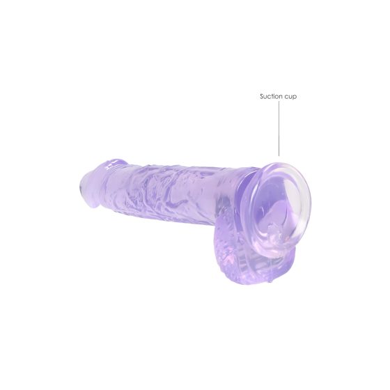 RealRock - realistický dildo - priesvitný fialový - 15 cm