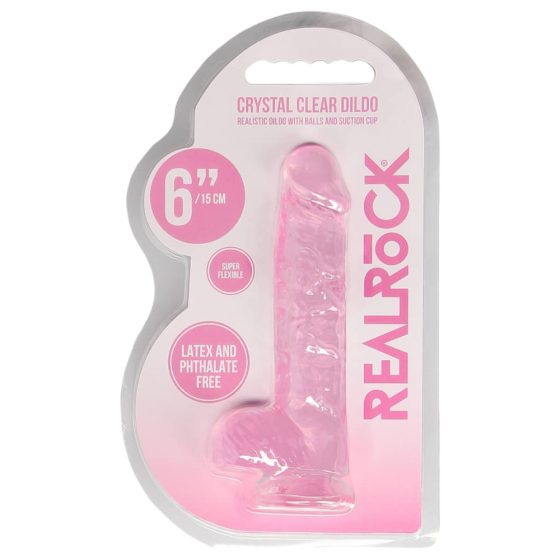 REALROCK - priesvitné realistické dildo - ružové (15cm)
