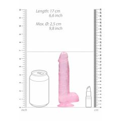 REALROCK - priesvitné realistické dildo - ružové (15cm)