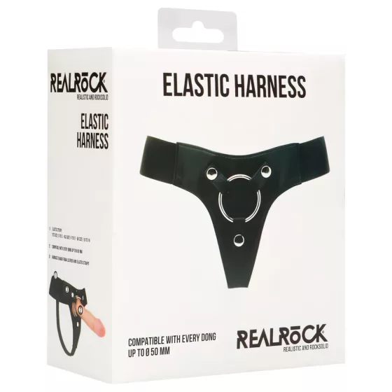 RealRock - popruh na nasadzovací postroj - elastický - čierny