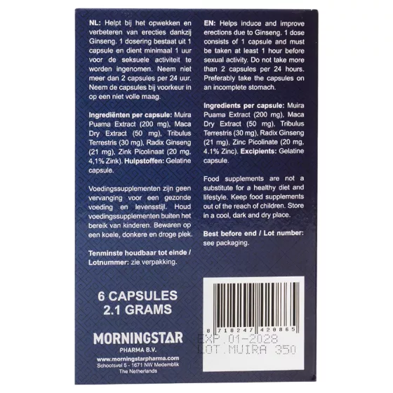 Morningstar Libido Extreme - doplnok stravy - kapsuly - 6 kusov