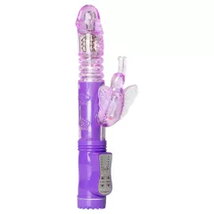   Easytoys - vibrátor s otáčaním a prirážaním - motýlik - fialový