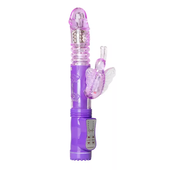 Easytoys - vibrátor s otáčaním a prirážaním - motýlik - fialový