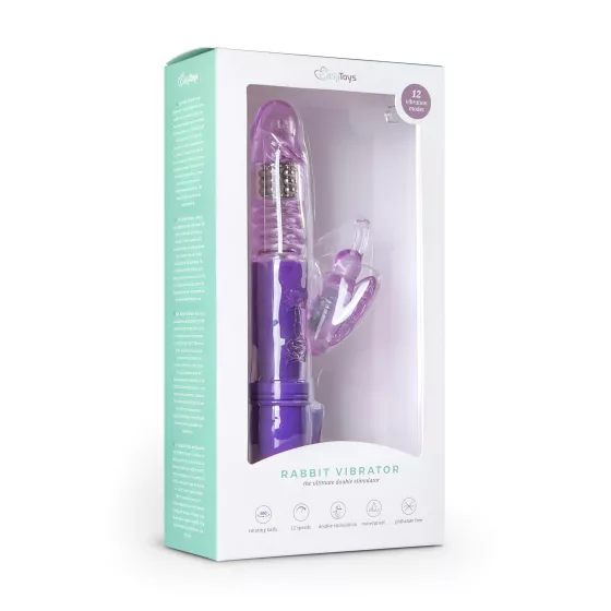 Easytoys - vibrátor s otáčaním a prirážaním - motýlik - fialový