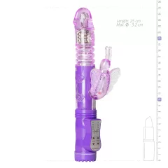   Easytoys - vibrátor s otáčaním a prirážaním - motýlik - fialový