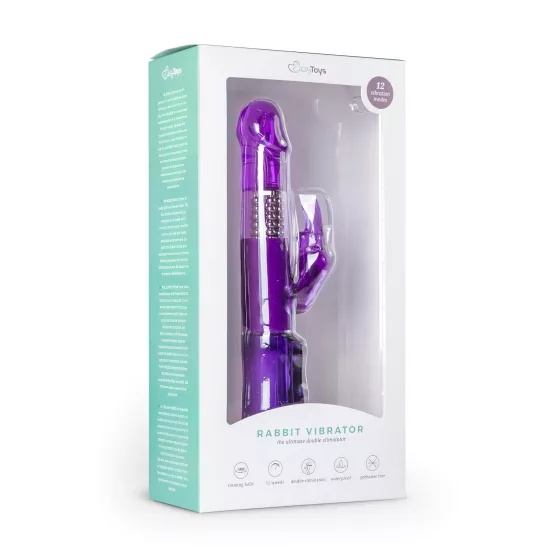 Easytoys - vibrátor s rotujúcimi guličkami a stimulátorom klitorisu - fialový