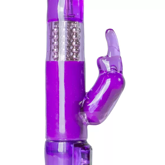 Easytoys - vibrátor s rotujúcimi guličkami a stimulátorom klitorisu - fialový