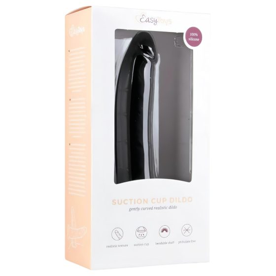 Easytoys - prísavkový 100% silikónový dildo (21 cm) - čierny