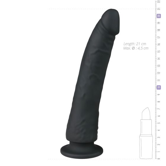 Easytoys - prísavkový 100% silikónový dildo (21 cm) - čierny